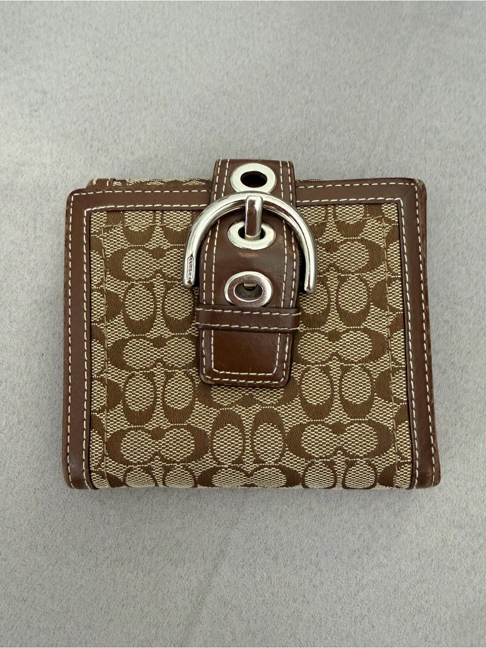 Coach SoHo Buckle Wallet Brown Signature Canvas